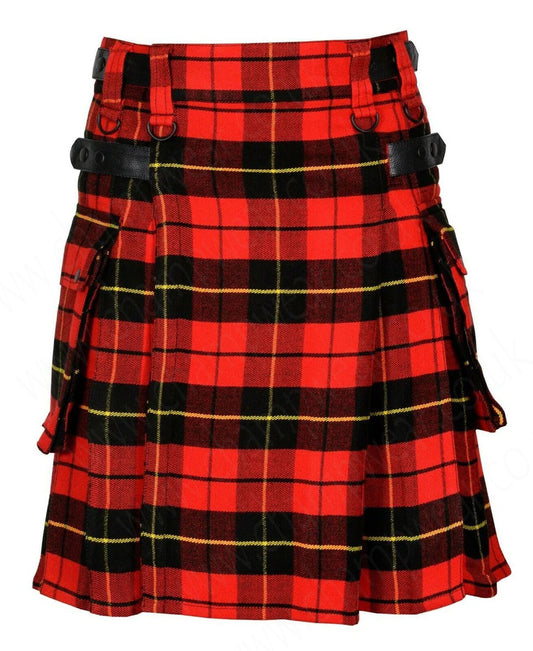 Wallace Utility Tartan Modern Kilt With Leather Straps