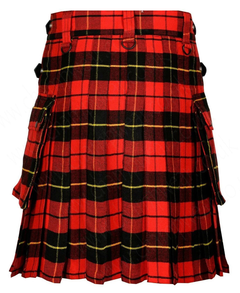 Wallace Utility Tartan Modern Kilt With Leather Straps