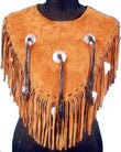 Western Brown Suede Leather Poncho