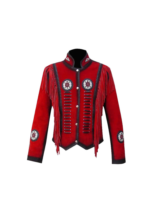 Western Ruby Fringed Leather Jacket