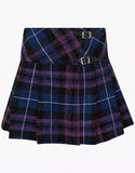 Women Pride of Scotland Tartan Mini Pleated Wrap Skirt with Buckle and Straps