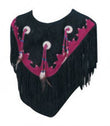 Women's Black Suede Western Poncho with Beaded Conchos and Fringe