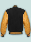 Black & Gold Varsity Letterman baseball jacket Wool Body & Leather Sleeves