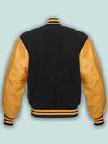 Black & Gold Varsity Letterman baseball jacket Wool Body & Leather Sleeves