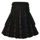 Black Cotton Pride Of Scotland Tartan Scottish Utility Cargo Hybrid Kilt