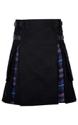 Black Cotton Pride Of Scotland Tartan Scottish Utility Cargo Hybrid Kilt