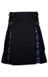 Black Cotton Pride Of Scotland Tartan Scottish Utility Cargo Hybrid Kilt