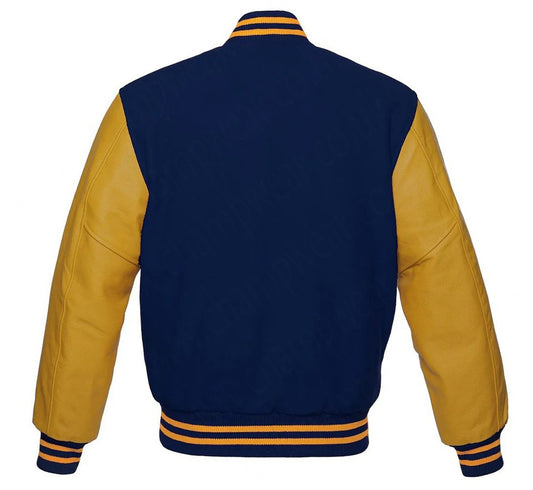 Blue & Yellow Varsity Letterman baseball jacket Wool Body & Leather Sleeves
