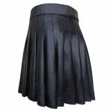 Cowhide Black Open Pleated Leather Kilt