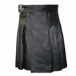 Cowhide Black Open Pleated Leather Kilt