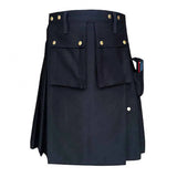 Black Utility Craftsman Kilt with Tool Pockets  Durable Workwear Kilt for Men
