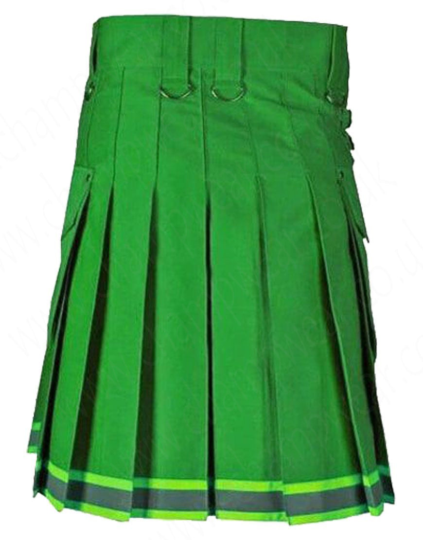 Green Firefighter Utility Kilt with Reflective Trim