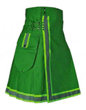 Green Firefighter Utility Kilt with Reflective Trim