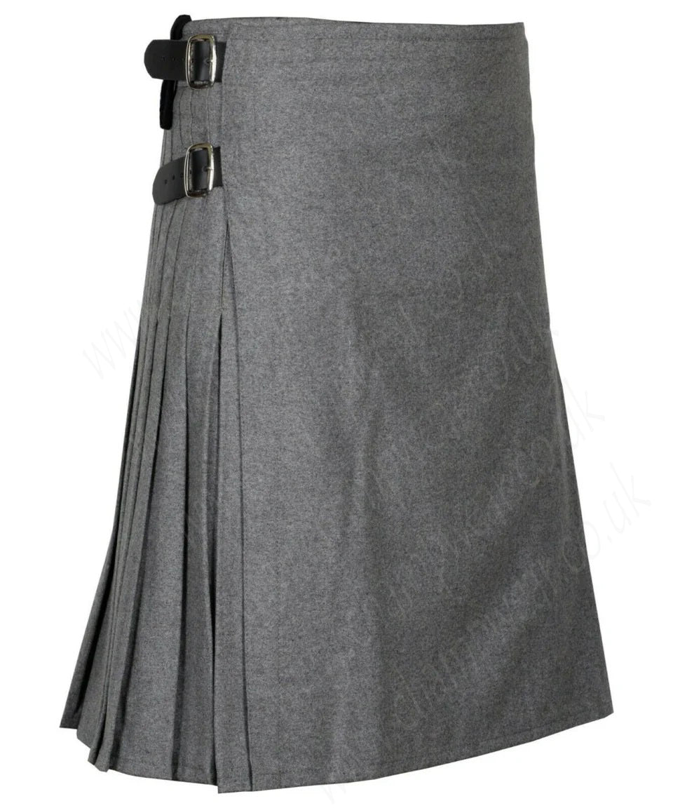 Grey Scottish Mens Traditional 8 Yard Kilt