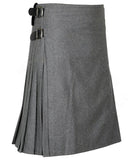 Grey Scottish Mens Traditional 8 Yard Kilt