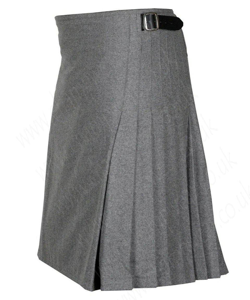 Grey Scottish Mens Traditional 8 Yard Kilt