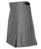Grey Scottish Mens Traditional 8 Yard Kilt