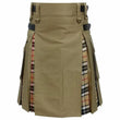 Hybrid Modern Fashion Extendable Brown Camel Tartan Kilt