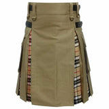 Hybrid Modern Fashion Extendable Brown Camel Tartan Kilt