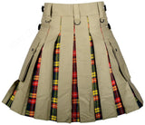 Hybrid Modern Fashion Extendable Khaki Cotton Buchanan Tartan Kilt
