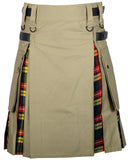 Hybrid Modern Fashion Extendable Khaki Cotton Buchanan Tartan Kilt