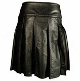 Men Black Cowhide Leather Kilt Utility