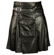Men Black Cowhide Leather Kilt Utility