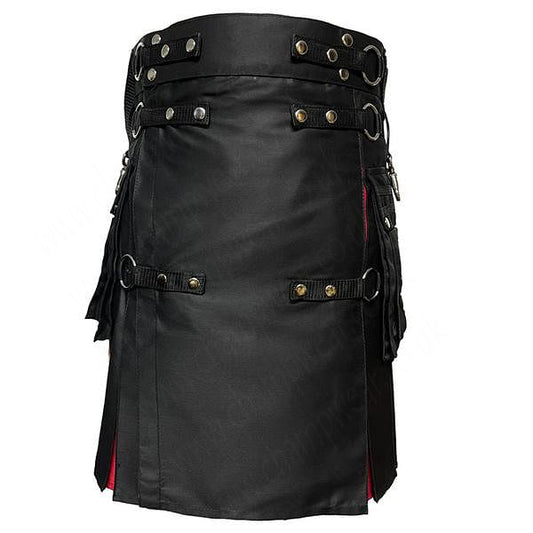 Mens Rainbow Hybrid Kilt Nylon Straps Black Cotton Scottish Utility