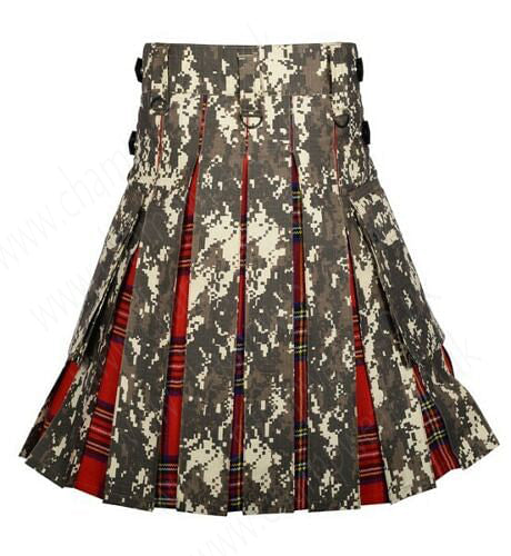 Military Digital Camo Utility Hybrid Kilt Royal Stewart Tartan