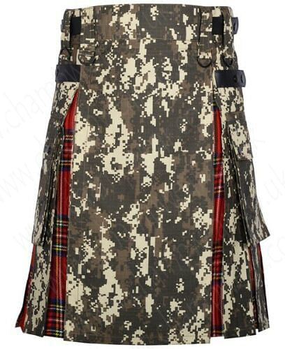 Military Digital Camo Utility Hybrid Kilt Royal Stewart Tartan