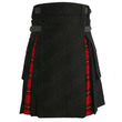 Modern Hybrid Wallace Tartan And Black Cotton Utility Kilt
