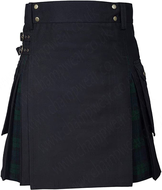 New wedding Stylish Black Watch Hybird Kilt For Mens