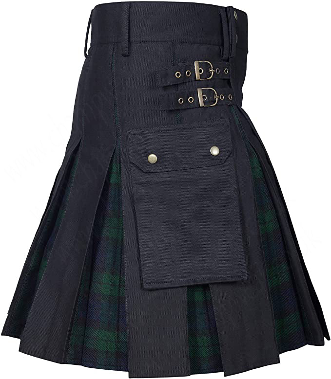 New wedding Stylish Black Watch Hybird Kilt For Mens