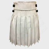 Real White Leather Gladiator Kilt