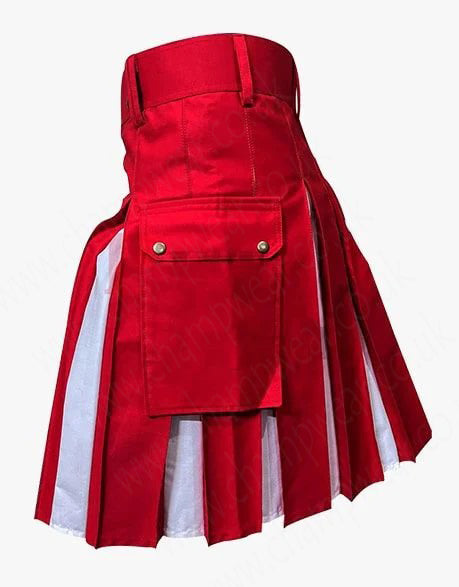 Red and White Utility Hybrid Kilt