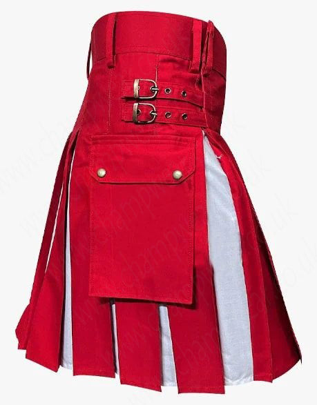 Red and White Utility Hybrid Kilt