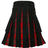 Royal Stewart Tartan and Black Cotton Modern Hybrid Utility Kilt