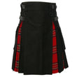 Royal Stewart Tartan and Black Cotton Modern Hybrid Utility Kilt