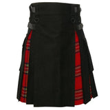 Royal Stewart Tartan and Black Cotton Modern Hybrid Utility Kilt