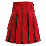 Scottish Hybrid Red Black Stewart Tartan Kilt Men Utility Kilt