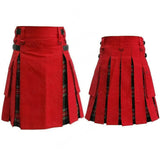 Scottish Hybrid Red Black Stewart Tartan Kilt Men Utility Kilt