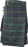 Scottish Modern Black Watch Tartan Utility Fashion Pocket Active Men Kilt