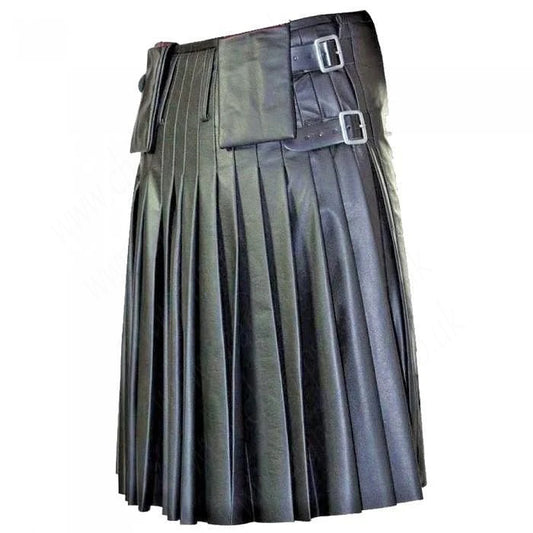 Unisex Gothic Leather Kilt Scottish Kilt With Pockets