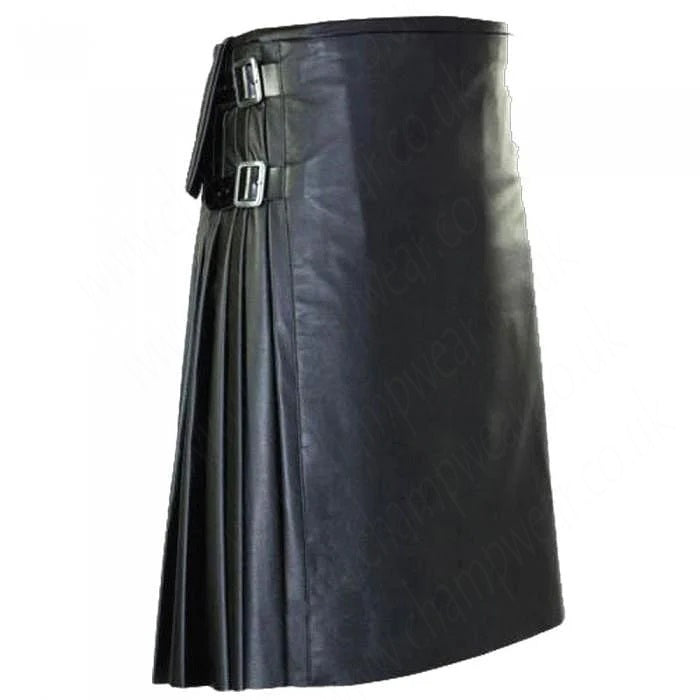 Unisex Gothic Leather Kilt Scottish Kilt With Pockets
