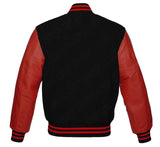 Varsity Letterman baseball jacket Wool Body & Leather Sleeves Black & Red Classic
