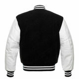 Varsity Letterman baseball jacket Wool Body & Leather Sleeves Black & White Classic